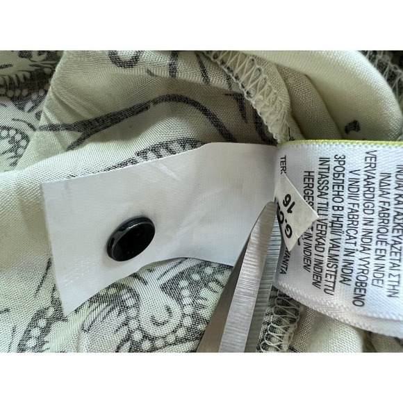 M&S Per Una MIDI Dress Beige Black Tiered Long Sleeve Prairie Cottage US 14 - Picture 15 of 15